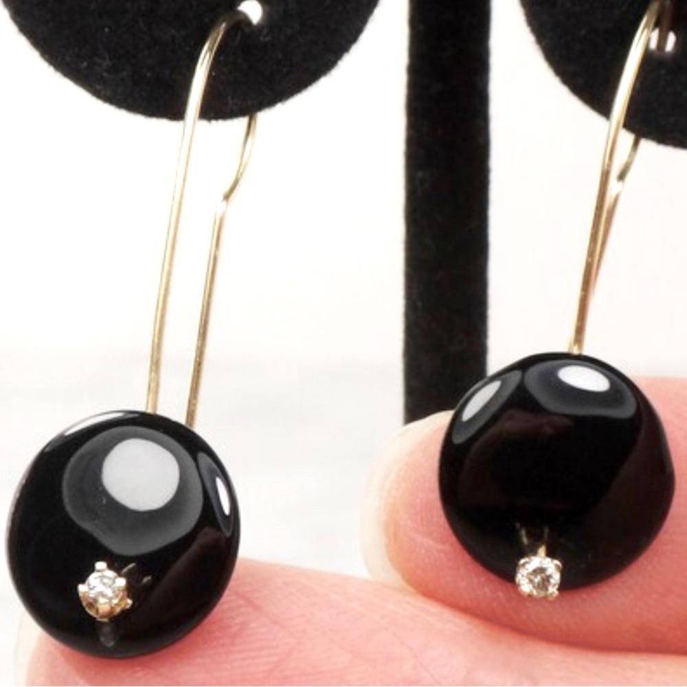 Vintage onyx & diamond earrings